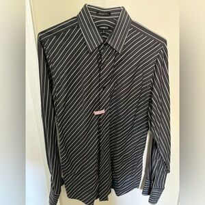 Express black gray striped dress shirt